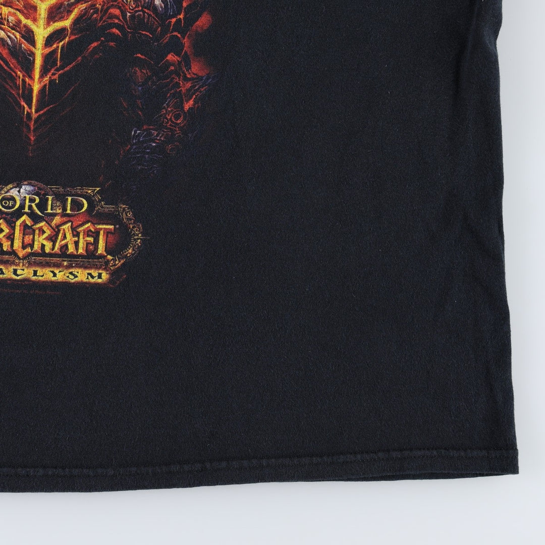 BLIZZARD ENTERTAINMENT World of Warcraft Cataclysm Anime Character Print T-Shirt (Men's XL equivalent) cotton black type Vintage Second Hand