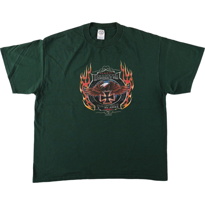 2000'S Delta Eagle Pattern Fire Pattern Motorcycle T-Shirt, Men's Size XL (approx.) cotton Green type dark green Vintage Second Hand