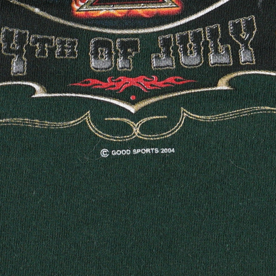 2000'S Delta Eagle Pattern Fire Pattern Motorcycle T-Shirt, Men's Size XL (approx.) cotton Green type dark green Vintage Second Hand