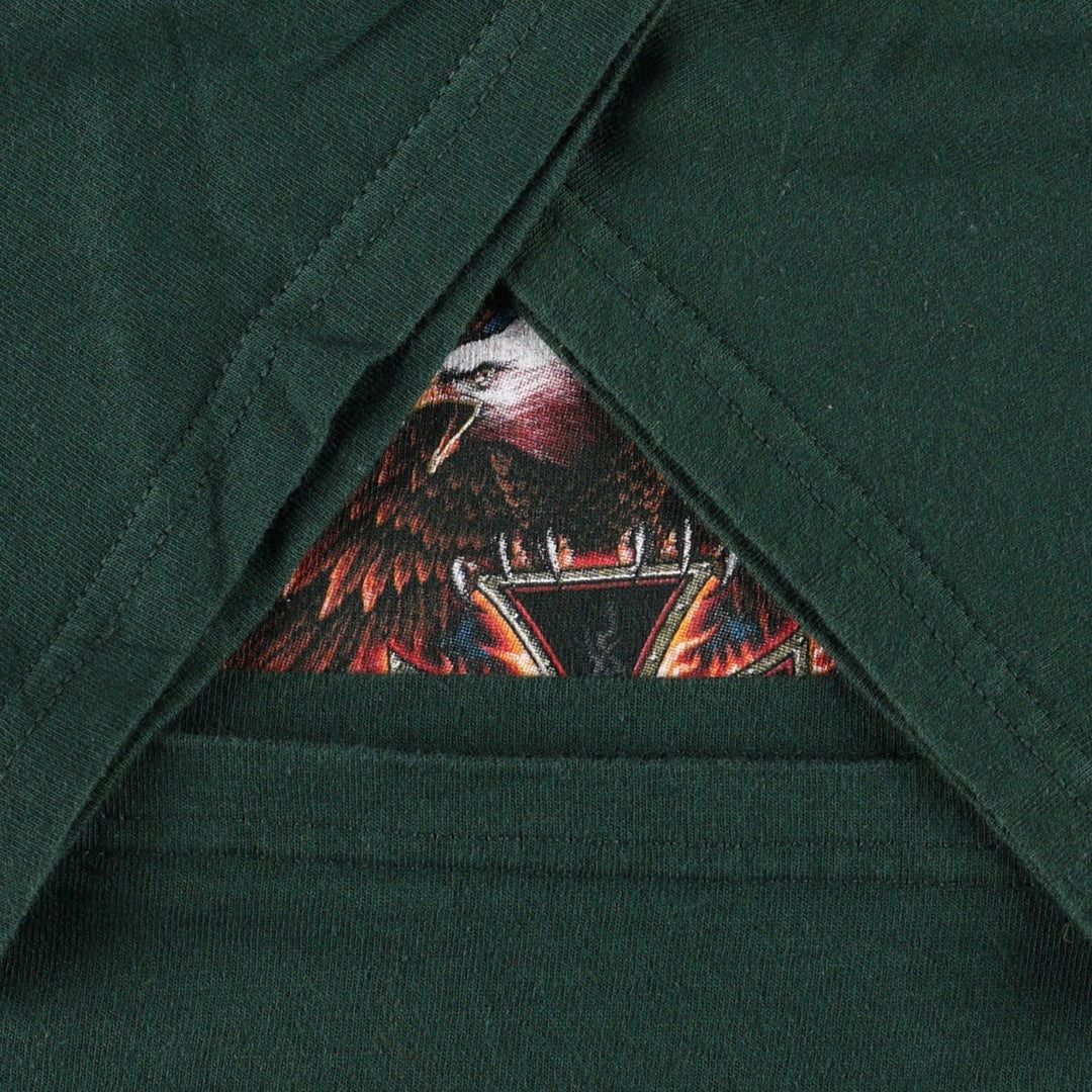 2000'S Delta Eagle Pattern Fire Pattern Motorcycle T-Shirt, Men's Size XL (approx.) cotton Green type dark green Vintage Second Hand