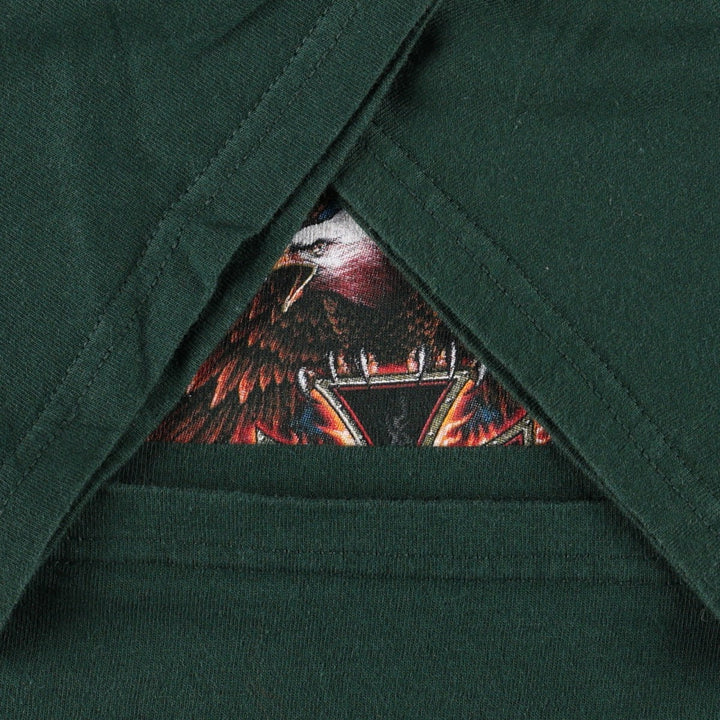 2000'S Delta Eagle Pattern Fire Pattern Motorcycle T-Shirt, Men's Size XL (approx.) cotton Green type dark green Vintage Second Hand