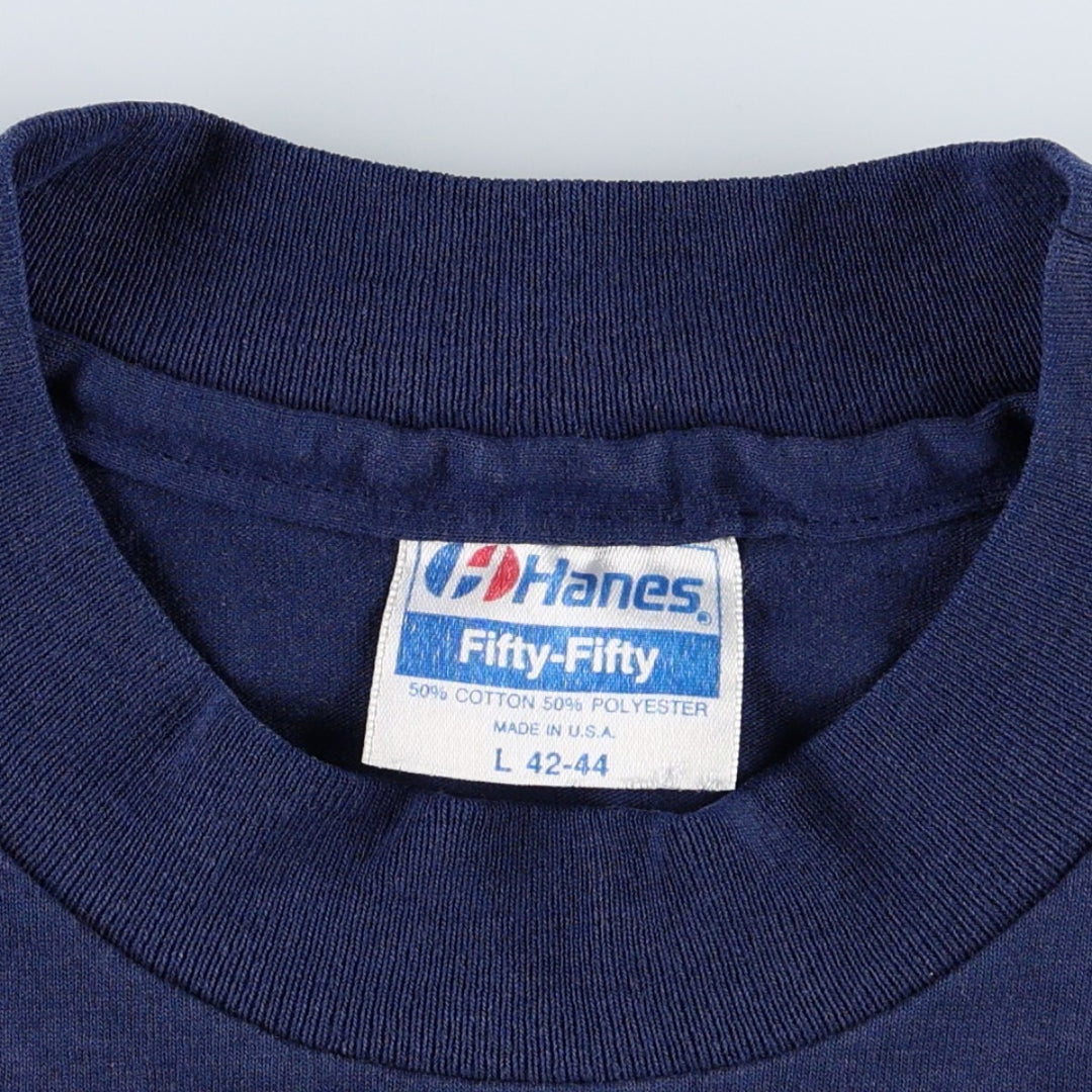 90'S Hanes ABATE OF INDIANA Eagle Pattern American Flag Motorcycle T-Shirt Men's Size L (approx.) Vintage cotton navy blue type Vintage Second Hand