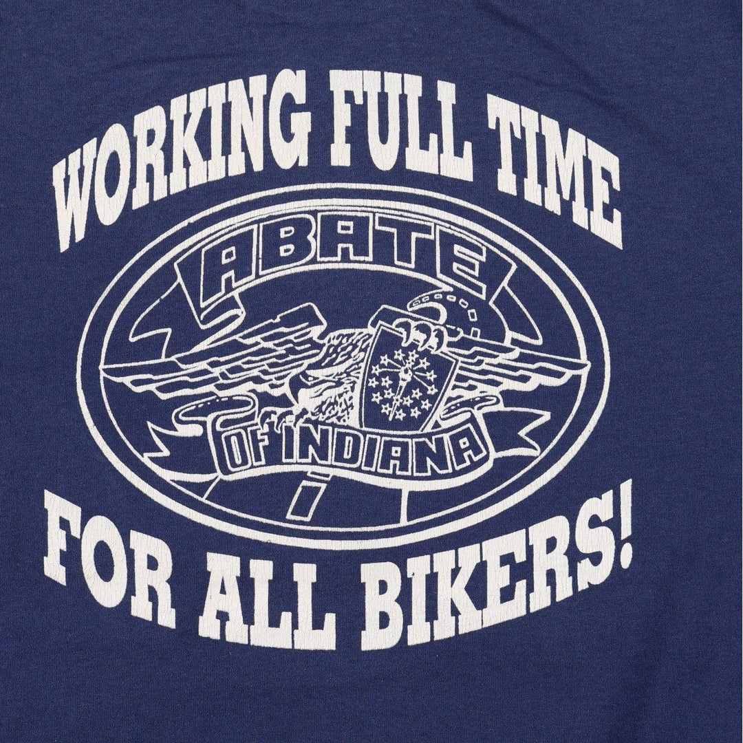 90'S Hanes ABATE OF INDIANA Eagle Pattern American Flag Motorcycle T-Shirt Men's Size L (approx.) Vintage cotton navy blue type Vintage Second Hand