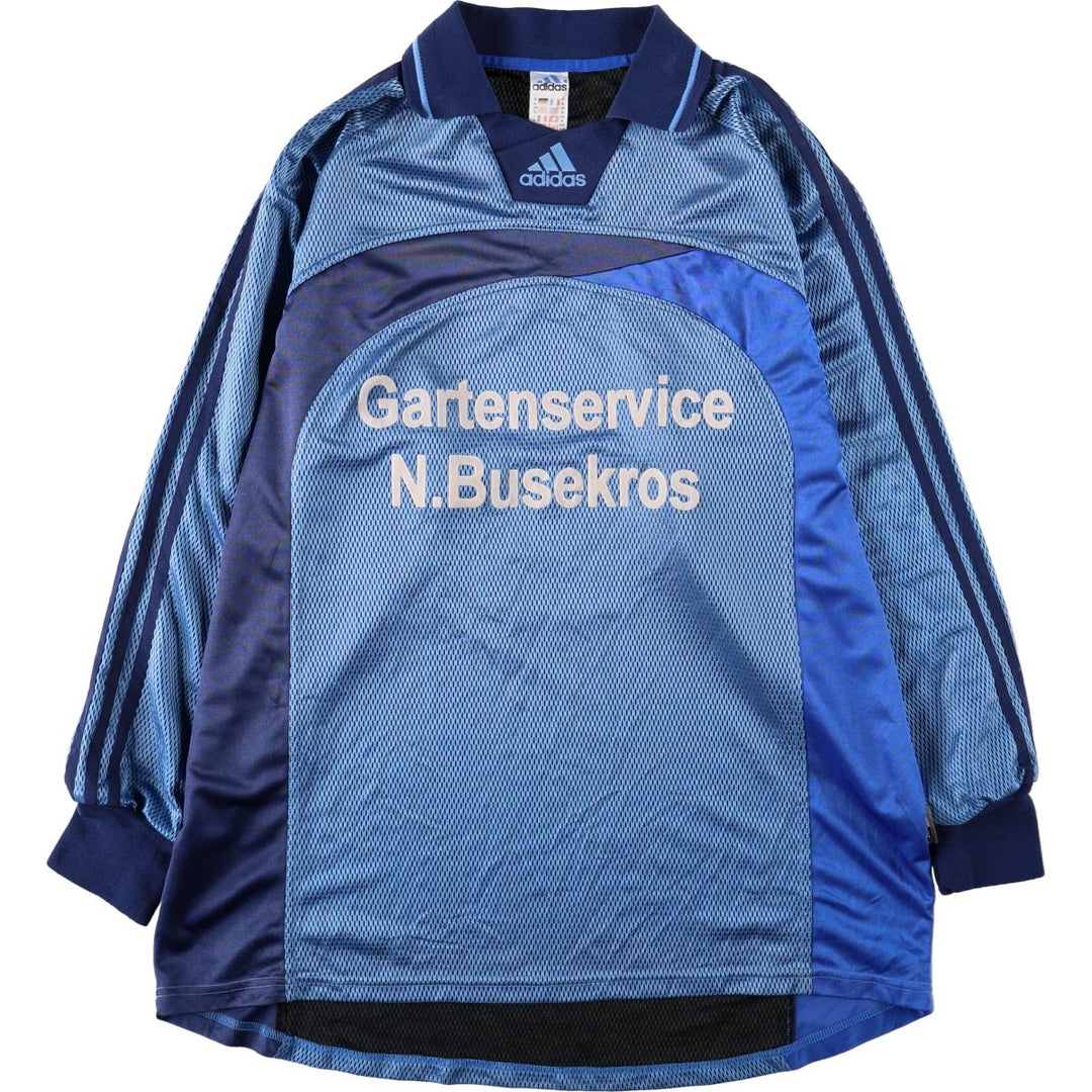 90'S Adidas mesh collared 3/4 sleeve soccer jersey game shirt, men's size XL equivalent, vintage. polyester blue type Vintage Second Hand