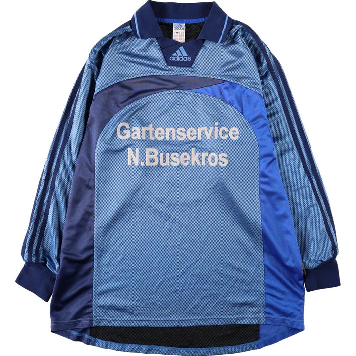 90'S Adidas mesh collared 3/4 sleeve soccer jersey game shirt, men's size XL equivalent, vintage. polyester blue type Vintage Second Hand