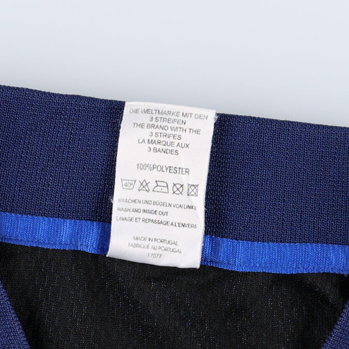 90'S Adidas mesh collared 3/4 sleeve soccer jersey game shirt, men's size XL equivalent, vintage. polyester blue type Vintage Second Hand