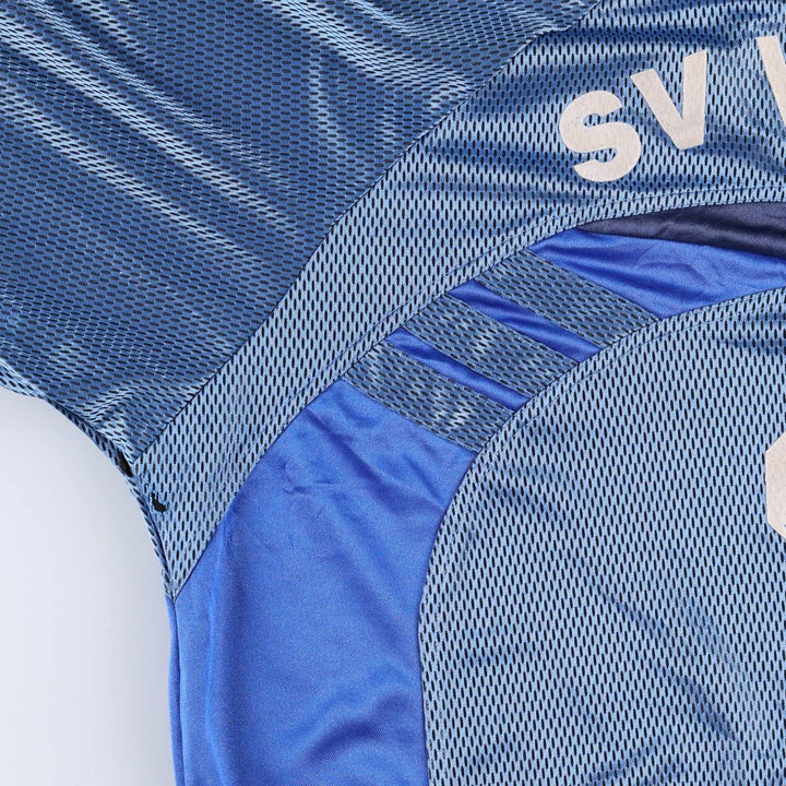 90'S Adidas mesh collared 3/4 sleeve soccer jersey game shirt, men's size XL equivalent, vintage. polyester blue type Vintage Second Hand
