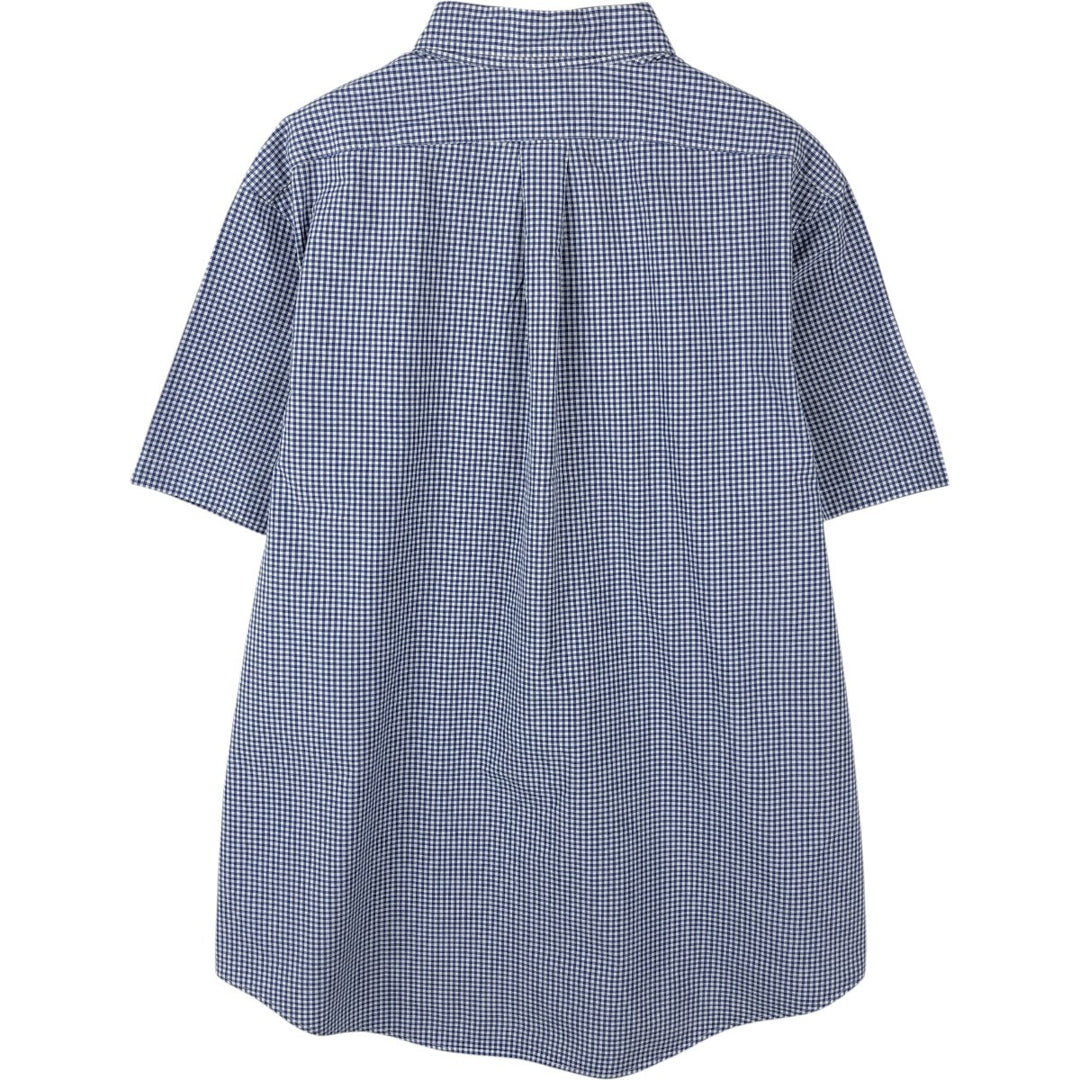 Ralph Lauren Custom Fit Gingham Check Short Sleeve Button-Down Check Shirt, Men's XL cotton blue type Vintage Second Hand