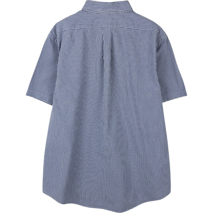 Ralph Lauren Custom Fit Gingham Check Short Sleeve Button-Down Check Shirt, Men's XL cotton blue type Vintage Second Hand