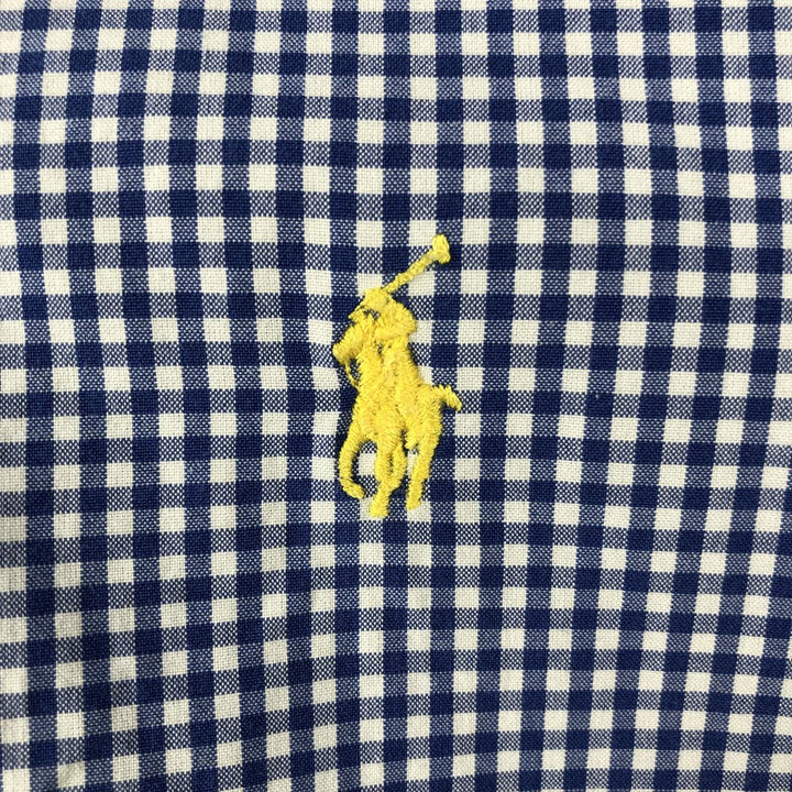 Ralph Lauren Custom Fit Gingham Check Short Sleeve Button-Down Check Shirt, Men's XL cotton blue type Vintage Second Hand