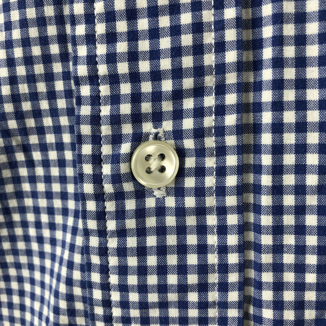 Ralph Lauren Custom Fit Gingham Check Short Sleeve Button-Down Check Shirt, Men's XL cotton blue type Vintage Second Hand