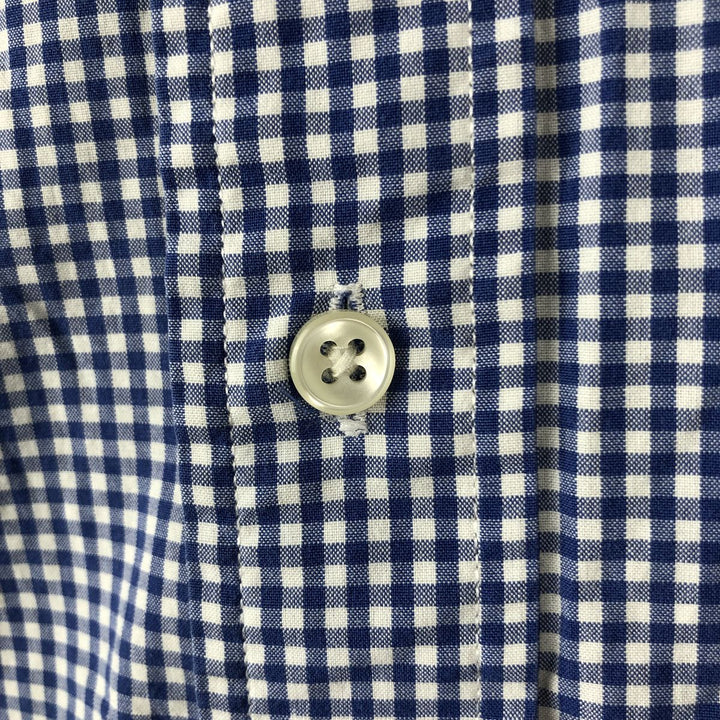 Ralph Lauren Custom Fit Gingham Check Short Sleeve Button-Down Check Shirt, Men's XL cotton blue type Vintage Second Hand