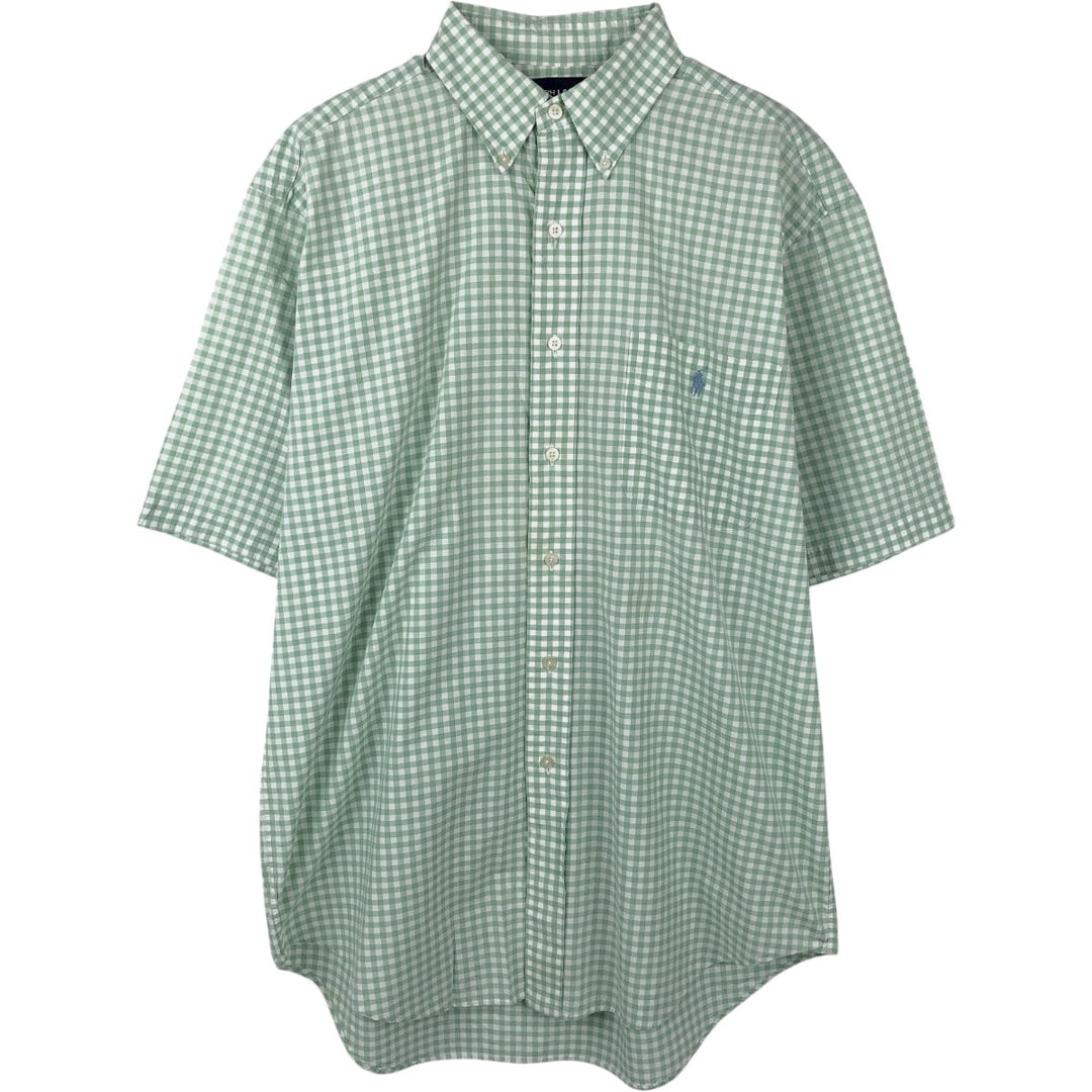 Ralph Lauren GOLF Polo Golf TILDEN Short-Sleeve Button-Down Check Shirt, Men's Size M (approx.) cotton green type Vintage Second Hand