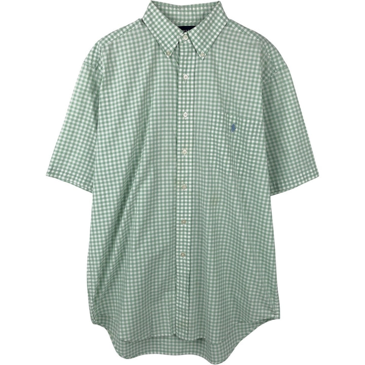 Ralph Lauren GOLF Polo Golf TILDEN Short-Sleeve Button-Down Check Shirt, Men's Size M (approx.) cotton green type Vintage Second Hand