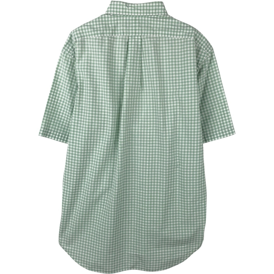 Ralph Lauren GOLF Polo Golf TILDEN Short-Sleeve Button-Down Check Shirt, Men's Size M (approx.) cotton green type Vintage Second Hand