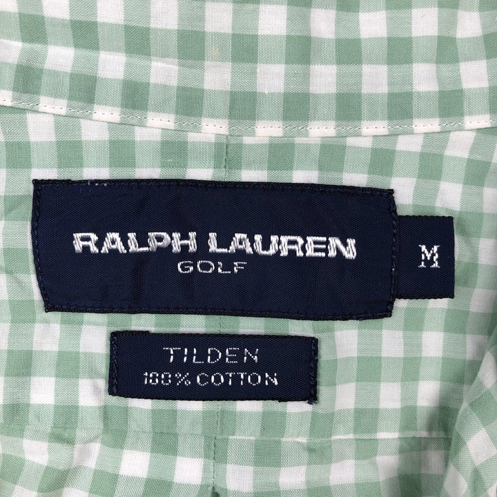 Ralph Lauren GOLF Polo Golf TILDEN Short-Sleeve Button-Down Check Shirt, Men's Size M (approx.) cotton green type Vintage Second Hand