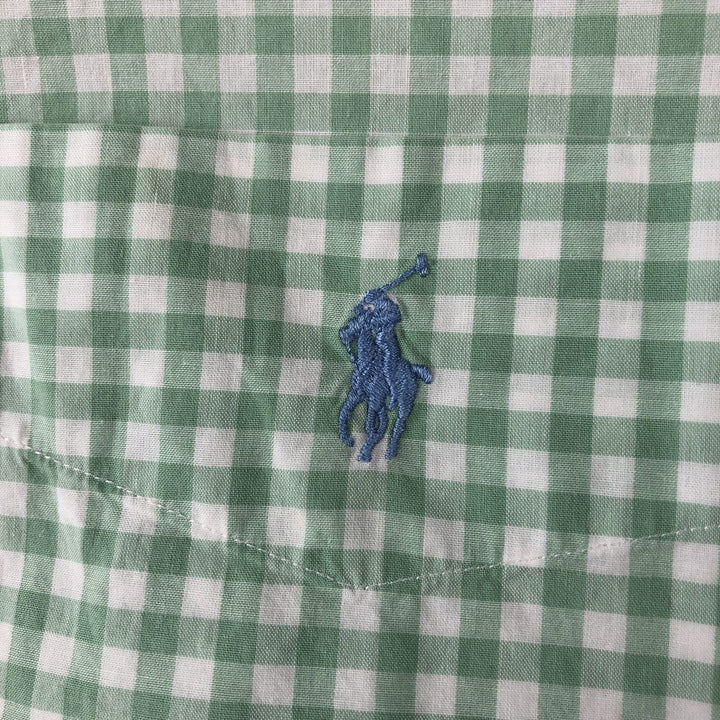 Ralph Lauren GOLF Polo Golf TILDEN Short-Sleeve Button-Down Check Shirt, Men's Size M (approx.) cotton green type Vintage Second Hand
