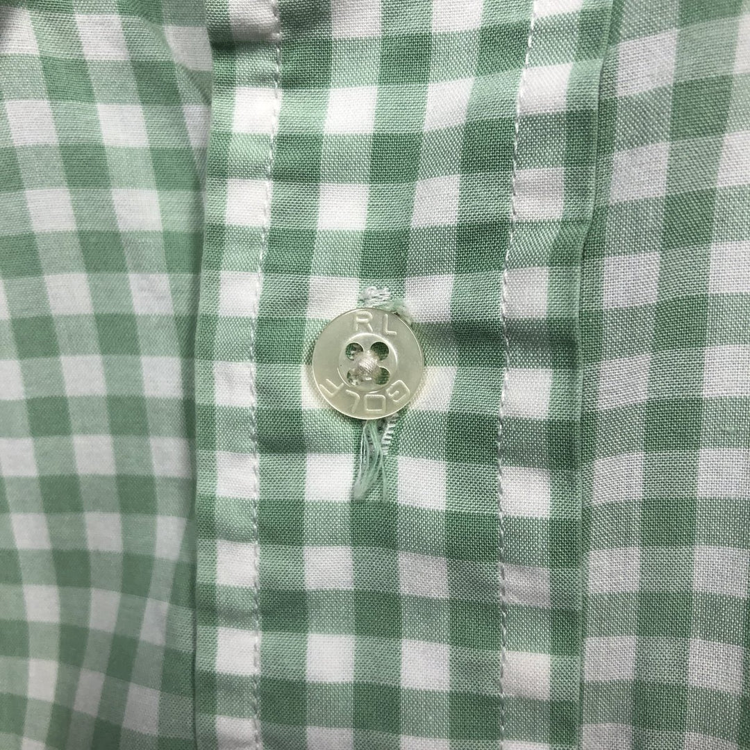 Ralph Lauren GOLF Polo Golf TILDEN Short-Sleeve Button-Down Check Shirt, Men's Size M (approx.) cotton green type Vintage Second Hand