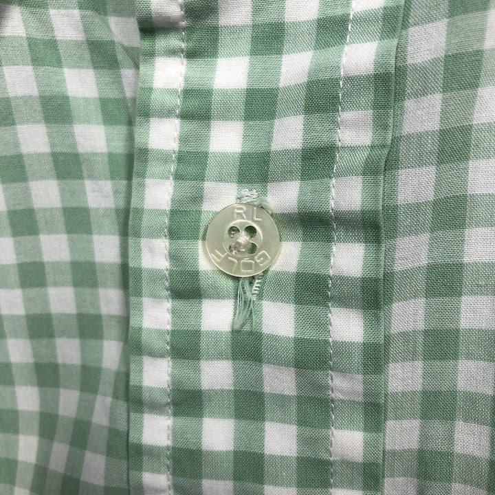 Ralph Lauren GOLF Polo Golf TILDEN Short-Sleeve Button-Down Check Shirt, Men's Size M (approx.) cotton green type Vintage Second Hand