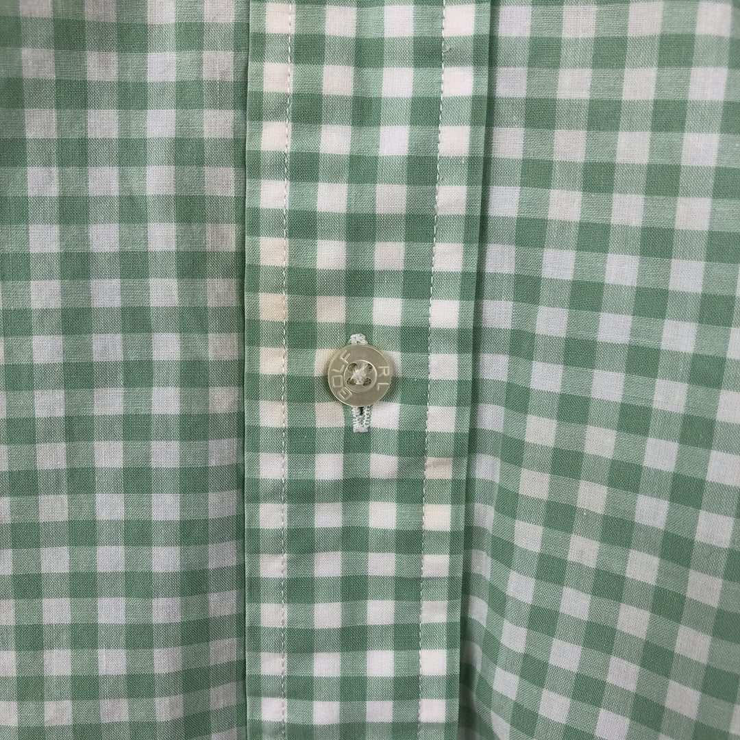 Ralph Lauren GOLF Polo Golf TILDEN Short-Sleeve Button-Down Check Shirt, Men's Size M (approx.) cotton green type Vintage Second Hand