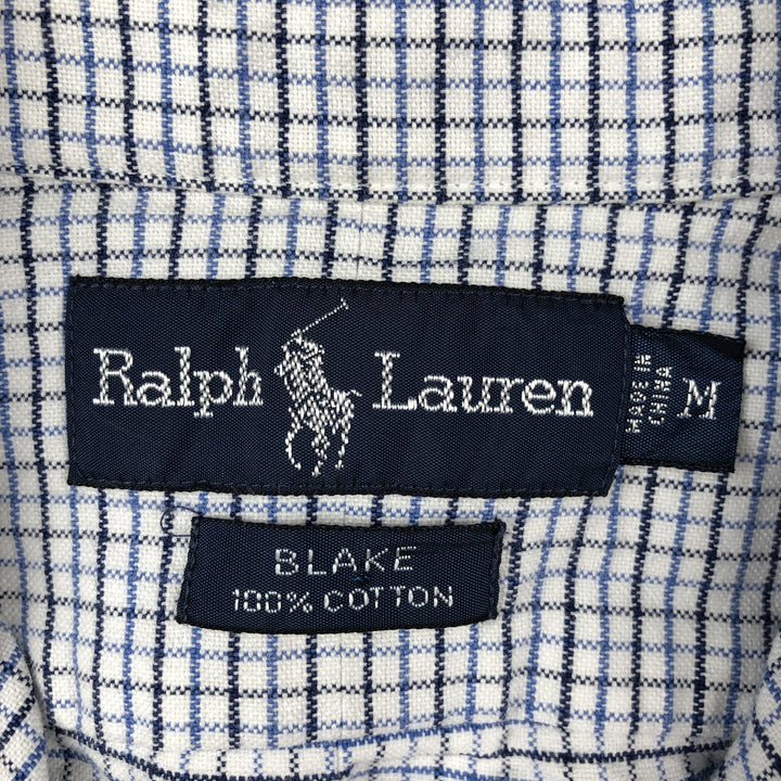 Ralph Lauren BLAKE long sleeve button down check shirt, men's size M cotton blue type Vintage Second Hand