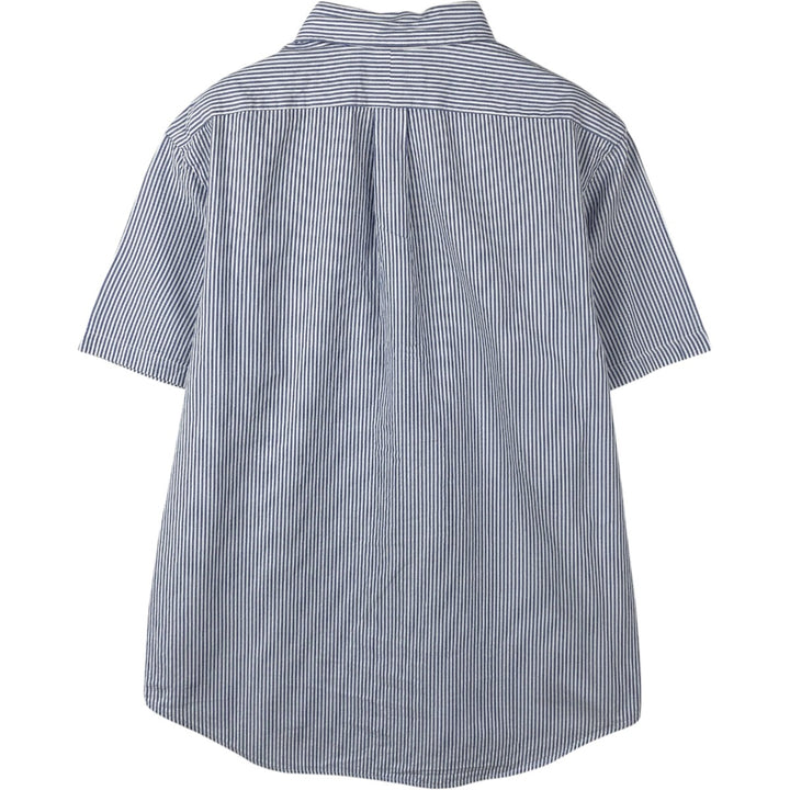 Ralph Lauren SEERSUCKER Short-Sleeve Button-Down Striped Shirt, Men's Size L (approx.) cotton Blue type light blue Vintage Second Hand