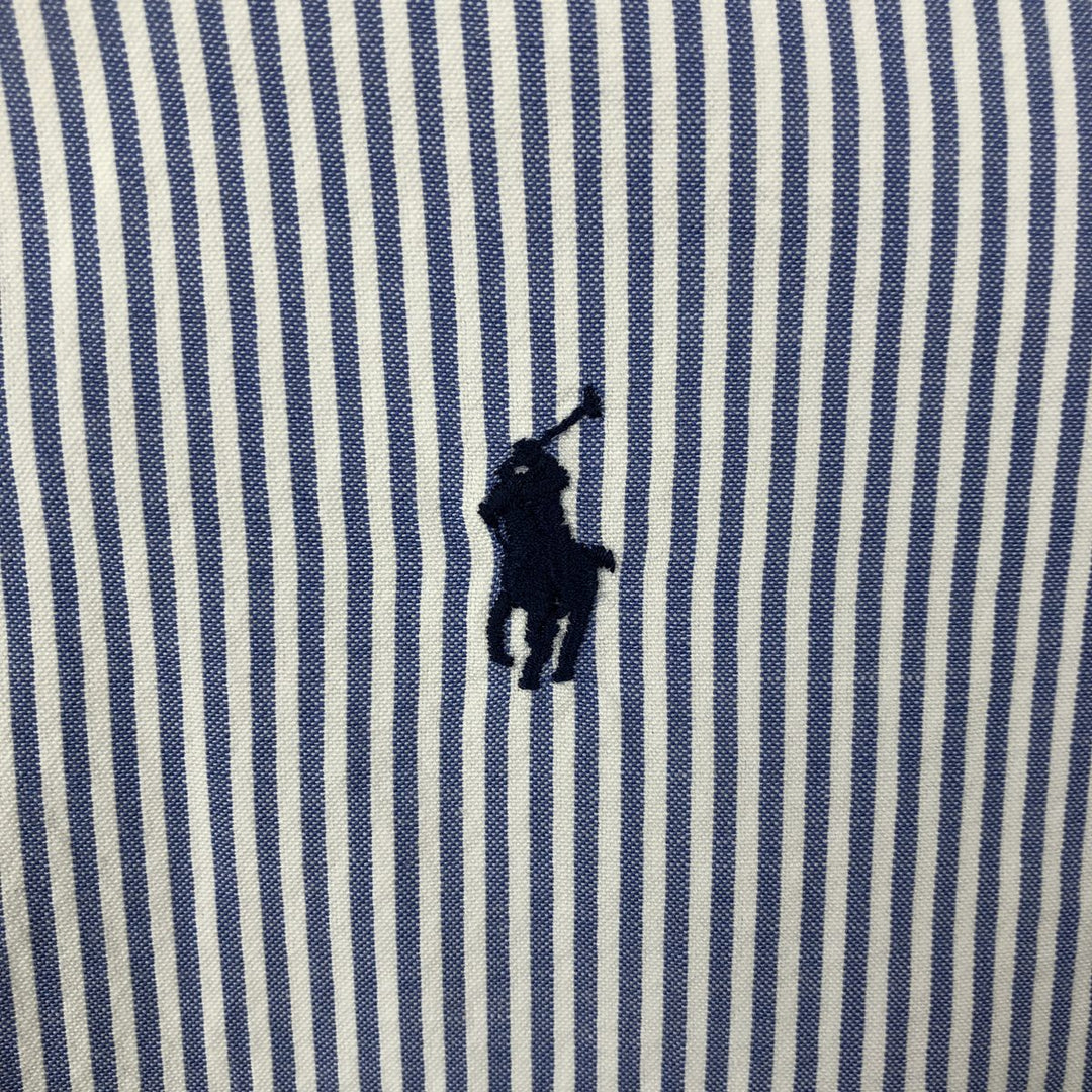 Ralph Lauren SEERSUCKER Short-Sleeve Button-Down Striped Shirt, Men's Size L (approx.) cotton Blue type light blue Vintage Second Hand
