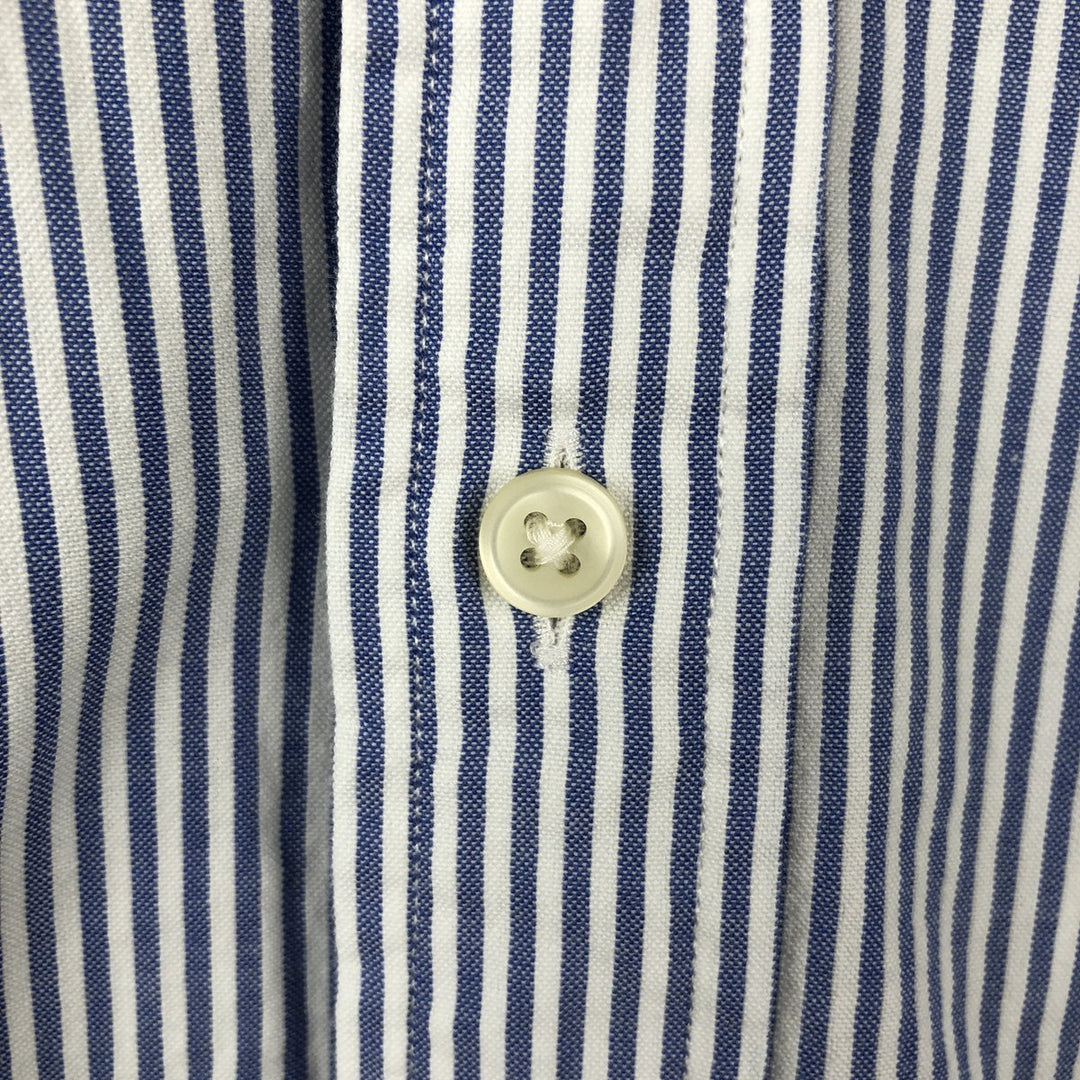 Ralph Lauren SEERSUCKER Short-Sleeve Button-Down Striped Shirt, Men's Size L (approx.) cotton Blue type light blue Vintage Second Hand