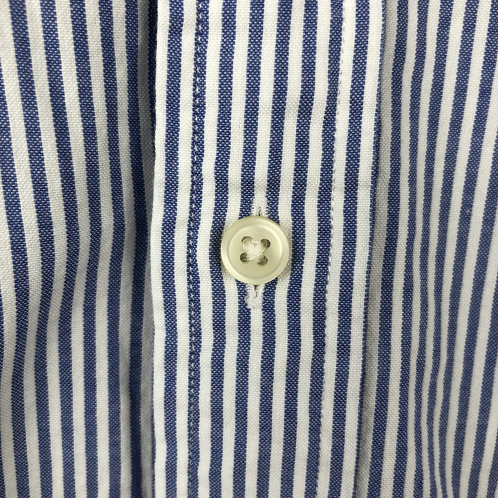 Ralph Lauren SEERSUCKER Short-Sleeve Button-Down Striped Shirt, Men's Size L (approx.) cotton Blue type light blue Vintage Second Hand