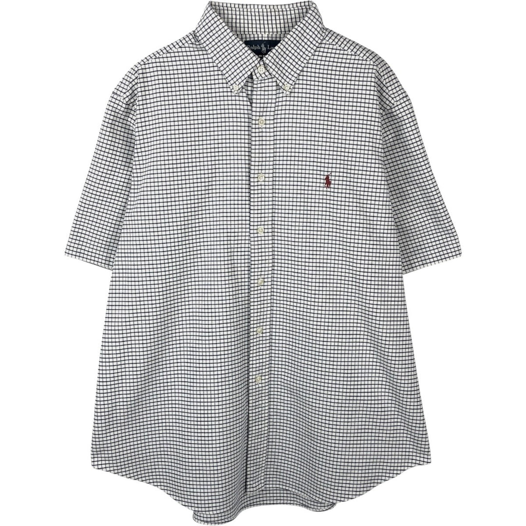 Ralph Lauren Classic Fit Short Sleeve Button Down Check Shirt Men's XL cotton white type Vintage Second Hand