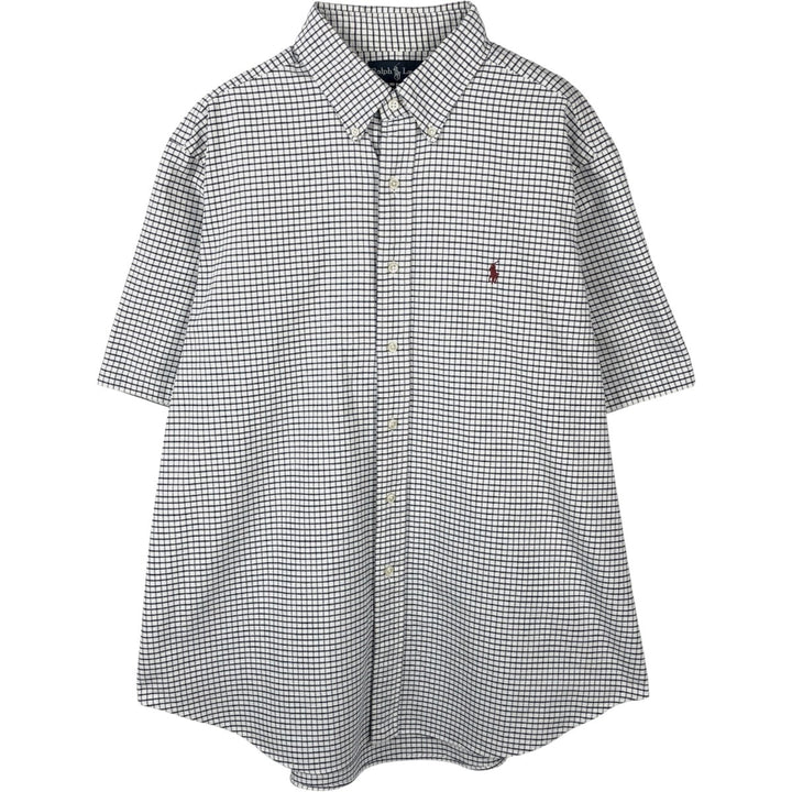 Ralph Lauren Classic Fit Short Sleeve Button Down Check Shirt Men's XL cotton white type Vintage Second Hand