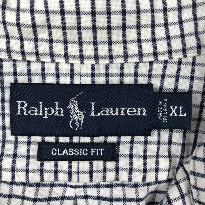 Ralph Lauren Classic Fit Short Sleeve Button Down Check Shirt Men's XL cotton white type Vintage Second Hand