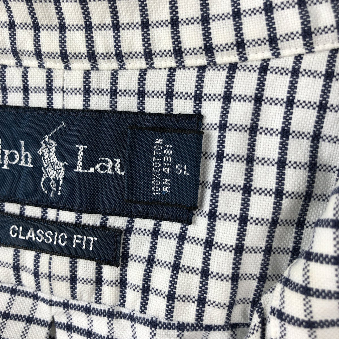 Ralph Lauren Classic Fit Short Sleeve Button Down Check Shirt Men's XL cotton white type Vintage Second Hand