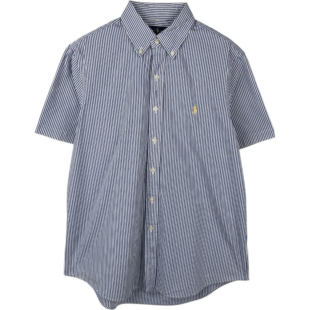 Ralph Lauren Classic Fit Short Sleeve Button Down Striped Shirt Men's M cotton blue type Vintage Second Hand