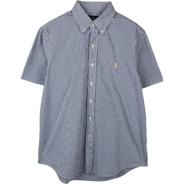 Ralph Lauren Classic Fit Short Sleeve Button Down Striped Shirt Men's M cotton blue type Vintage Second Hand