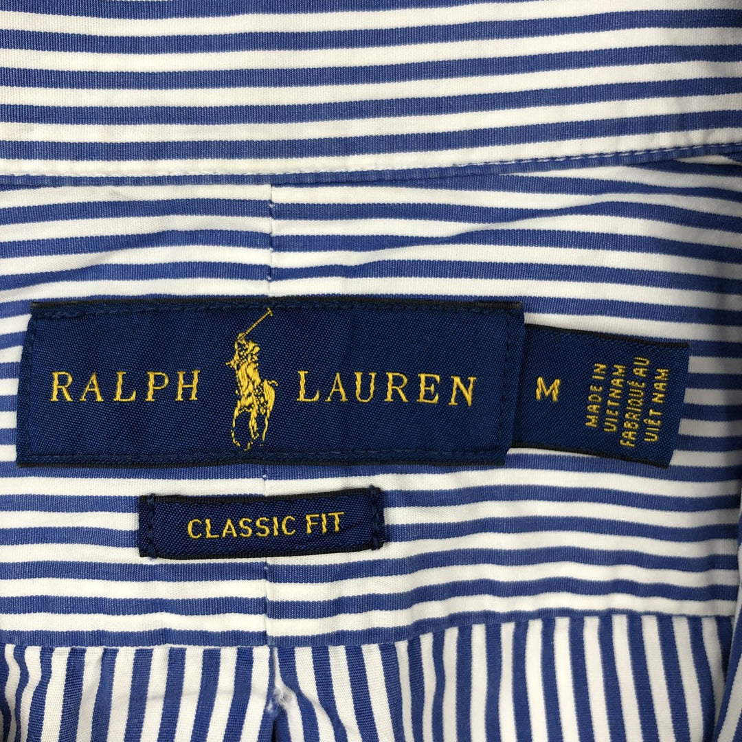 Ralph Lauren Classic Fit Short Sleeve Button Down Striped Shirt Men's M cotton blue type Vintage Second Hand