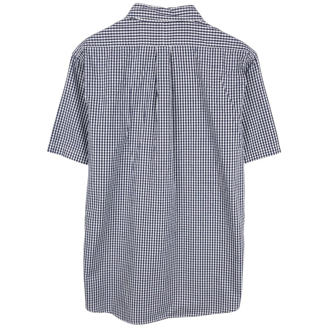Ralph Lauren Gingham Check Short Sleeve Button Down Check Shirt Men's XL cotton navy blue type Vintage Second Hand