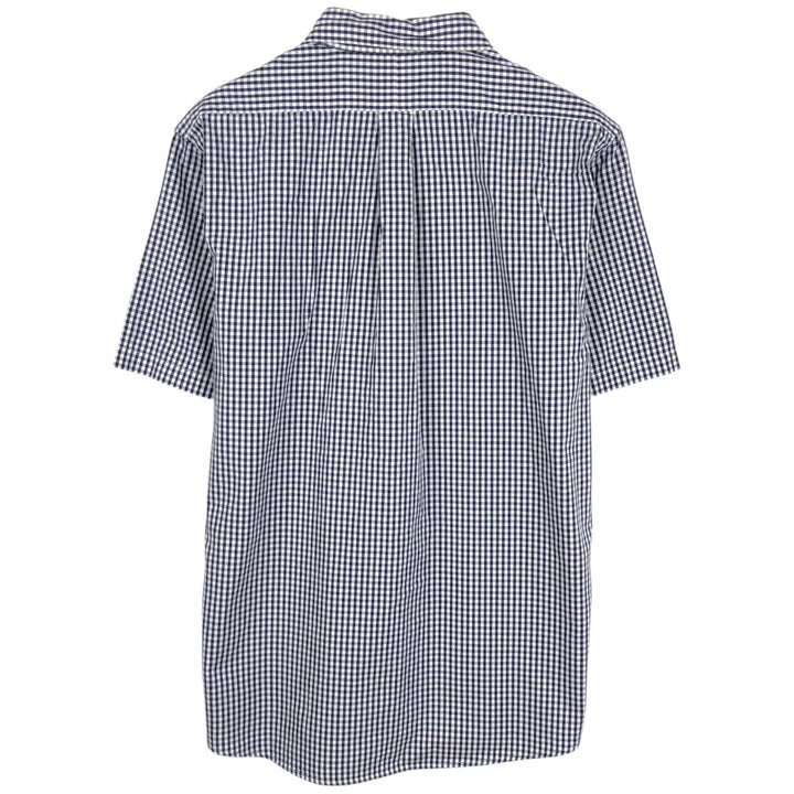 Ralph Lauren Gingham Check Short Sleeve Button Down Check Shirt Men's XL cotton navy blue type Vintage Second Hand