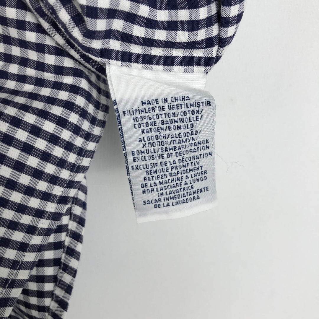 Ralph Lauren Gingham Check Short Sleeve Button Down Check Shirt Men's XL cotton navy blue type Vintage Second Hand