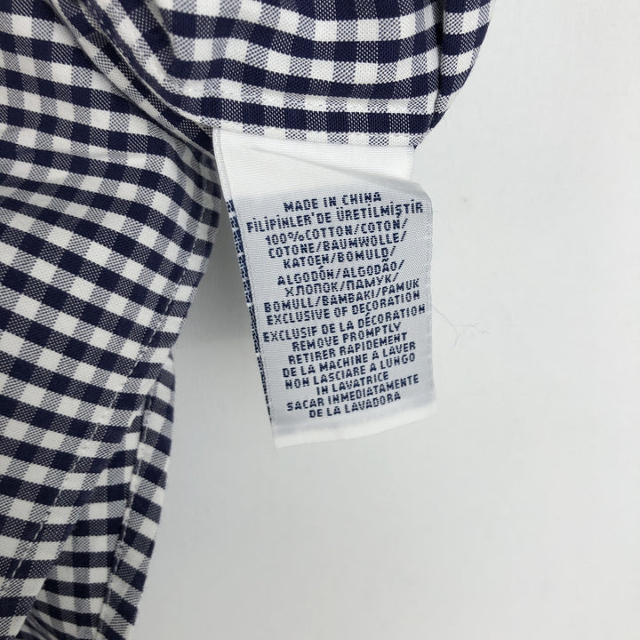 Ralph Lauren Gingham Check Short Sleeve Button Down Check Shirt Men's XL cotton navy blue type Vintage Second Hand