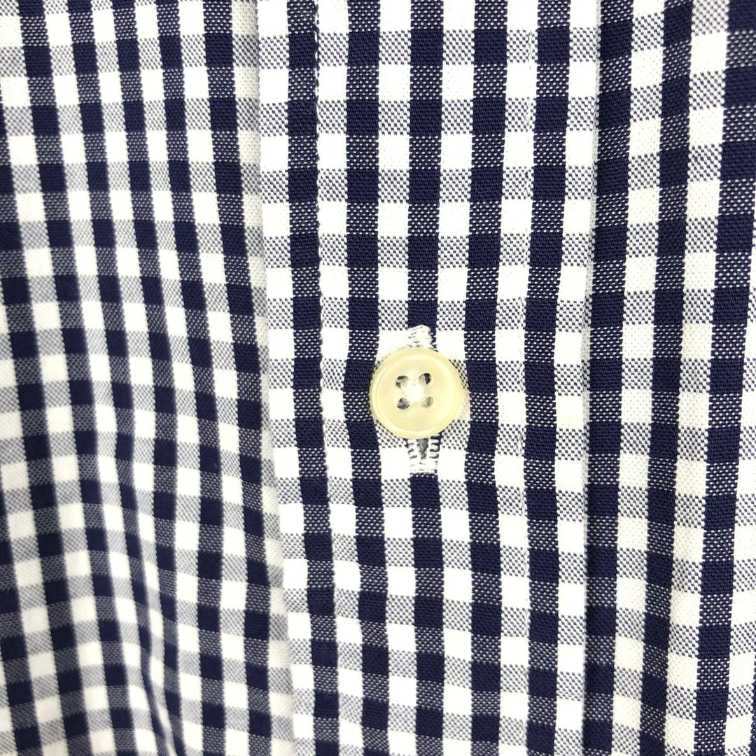 Ralph Lauren Gingham Check Short Sleeve Button Down Check Shirt Men's XL cotton navy blue type Vintage Second Hand