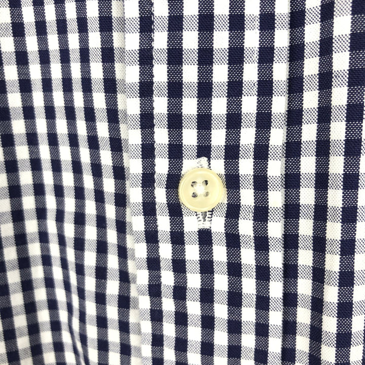 Ralph Lauren Gingham Check Short Sleeve Button Down Check Shirt Men's XL cotton navy blue type Vintage Second Hand