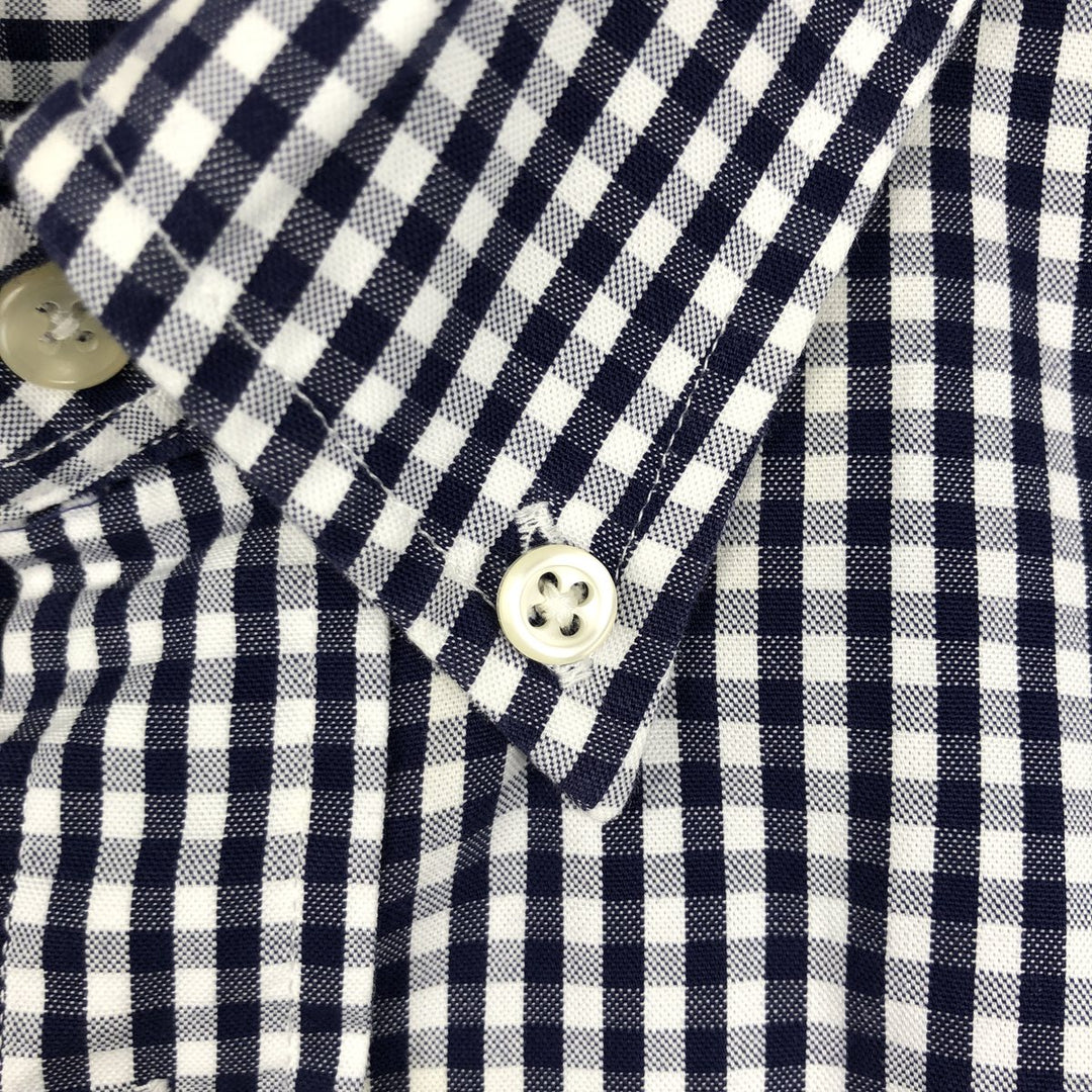 Ralph Lauren Gingham Check Short Sleeve Button Down Check Shirt Men's XL cotton navy blue type Vintage Second Hand