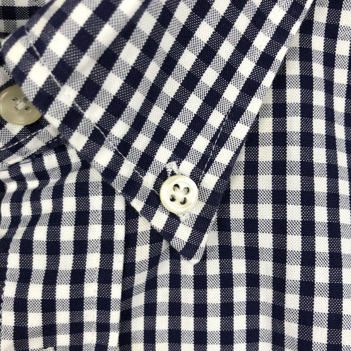 Ralph Lauren Gingham Check Short Sleeve Button Down Check Shirt Men's XL cotton navy blue type Vintage Second Hand