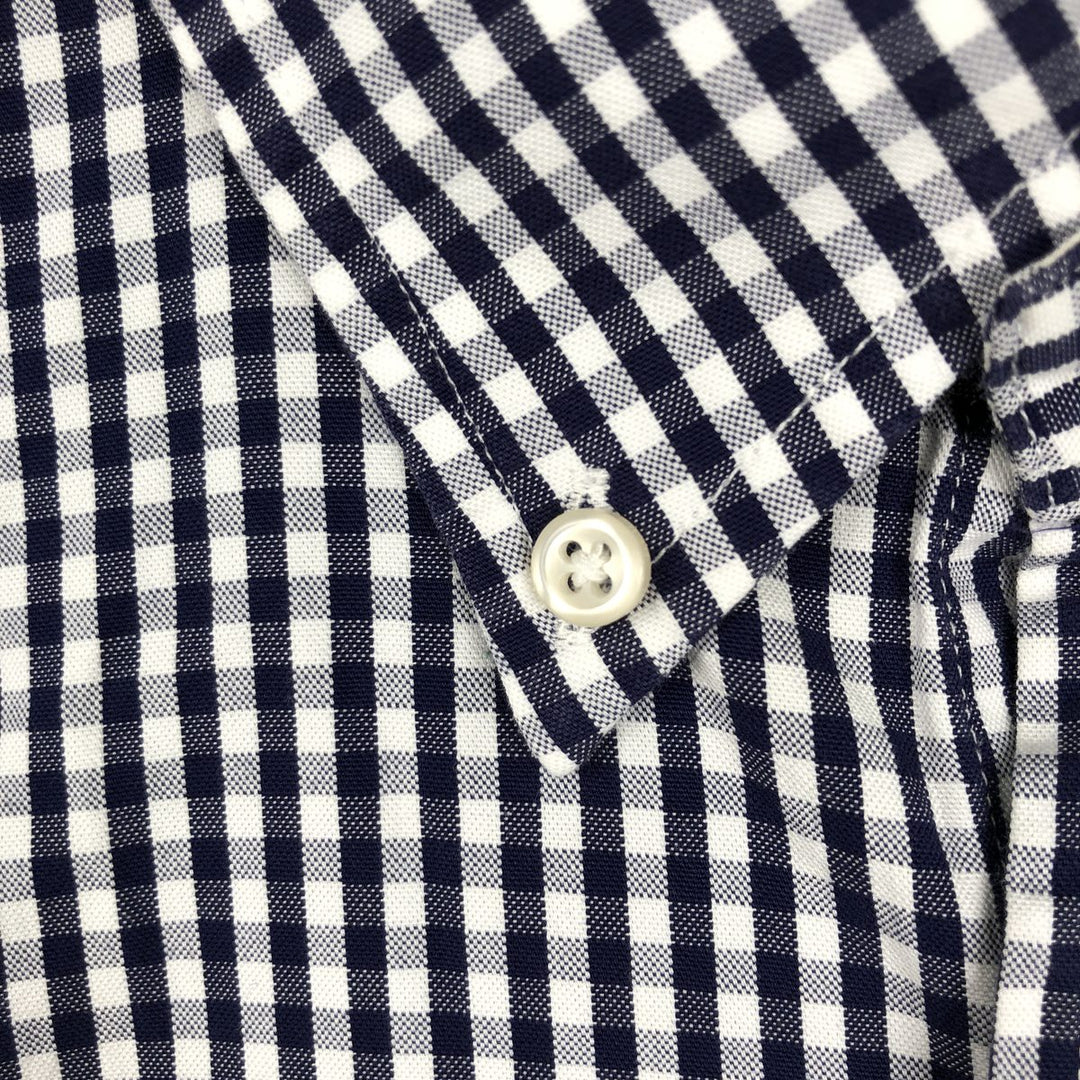 Ralph Lauren Gingham Check Short Sleeve Button Down Check Shirt Men's XL cotton navy blue type Vintage Second Hand