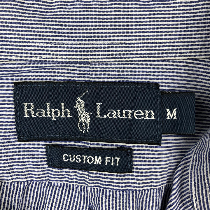 Ralph Lauren CUSTOM FIT short sleeve button down striped shirt men's size M cotton blue type Vintage Second Hand