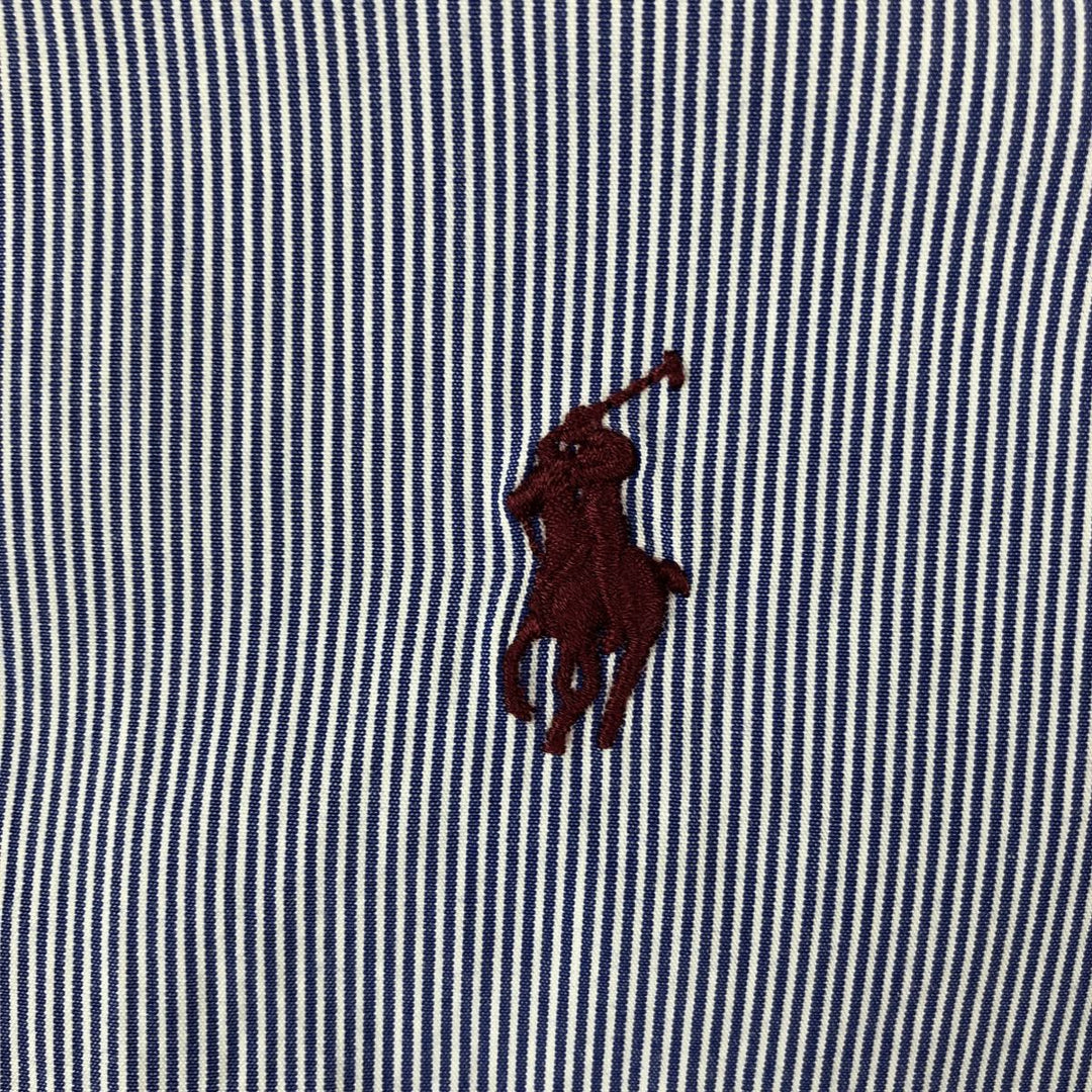 Ralph Lauren CUSTOM FIT short sleeve button down striped shirt men's size M cotton blue type Vintage Second Hand