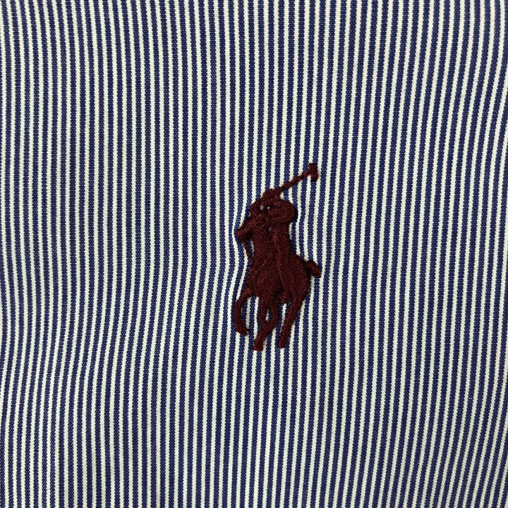 Ralph Lauren CUSTOM FIT short sleeve button down striped shirt men's size M cotton blue type Vintage Second Hand