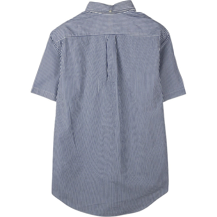 Ralph Lauren CUSTOM FIT short sleeve button down striped shirt men's size M cotton blue type Vintage Second Hand