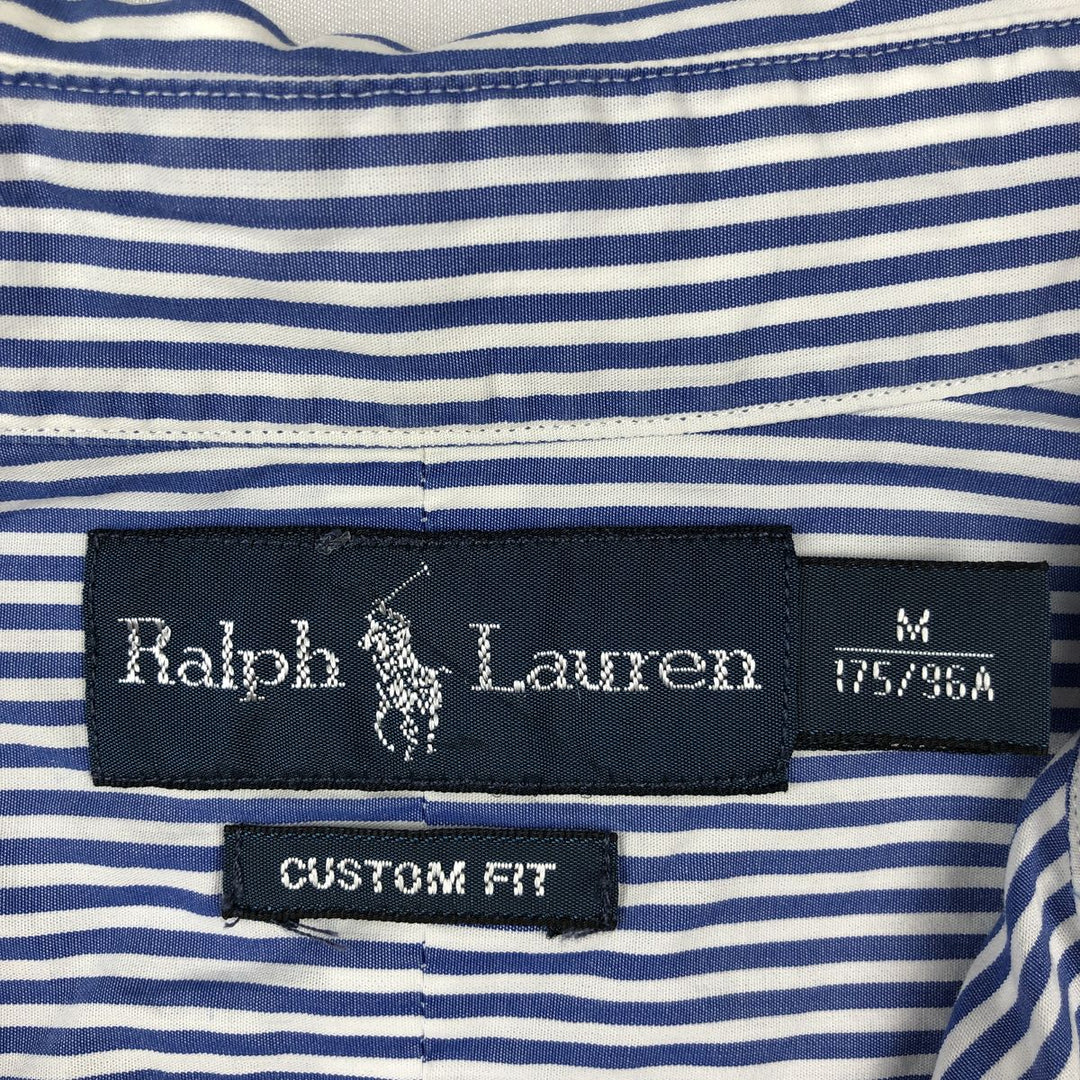 Ralph Lauren CUSTOM FIT short sleeve button down striped shirt men's size M cotton blue type Vintage Second Hand